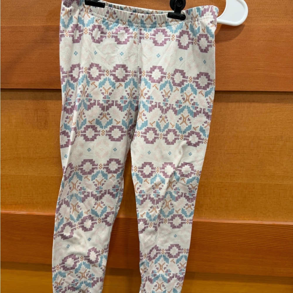 Patagonia Kids Leggings with Cream, Purple, and Blue Pattern